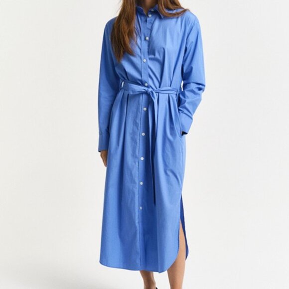 Gant Women's Blue Relaxed Fit Long Sleeves Button up Poplin Shirt Dress - Picture 2 of 7
